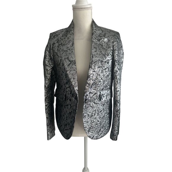 ZADIG & VOLTAIRE Silver Metallic Jacket Blazer Size 36 / US Small - Picture 6 of 8